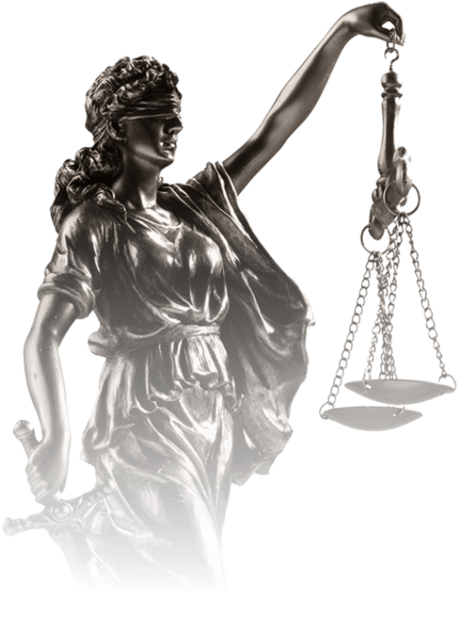 Adalet heykeli — terazi tutan Themis silueti